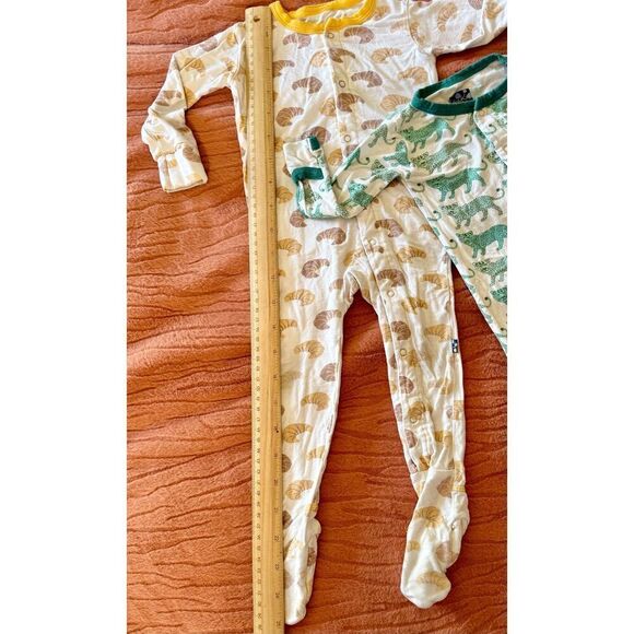 KicKee Pants Prints Bamboo & Natural Leopard & Croissants Footie with Snaps 9-12 - Picture 9 of 12